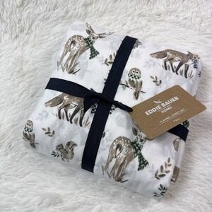 Eddie Bauer Flannel Sheet Set Full Size 4 Piece Woodland Friends Cabin Outdoors